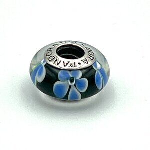 Pandora Blue Flowers Murano Glass Charm